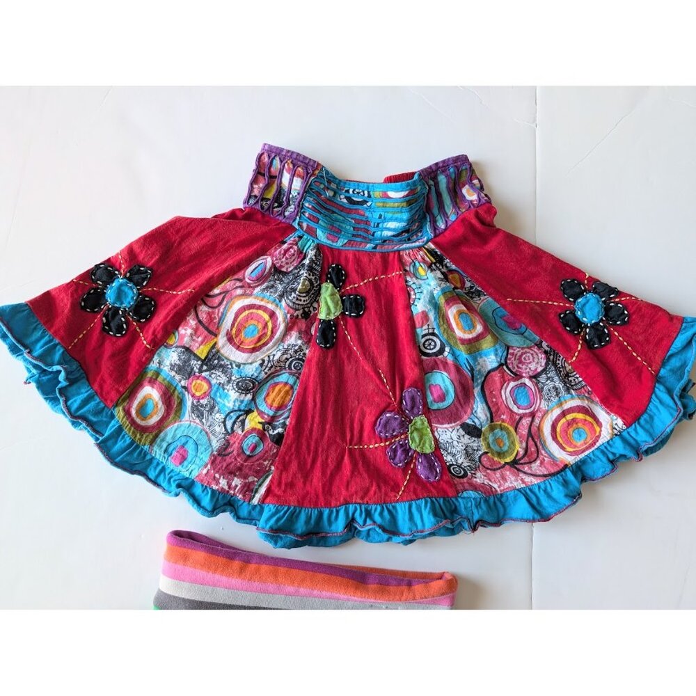 Rising International NEPAL Handmade Girls Mini Skirt Multi-Print Patchwork